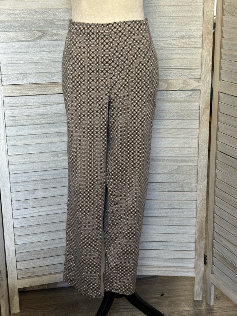 J JILL Women’s SZ 18 Stretch Straight Leg/Ankle Pants DiamondPattern Black/Cream